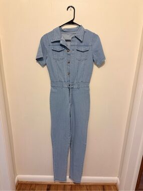 Light Blue Cotton Jumpsuit - Light Blue